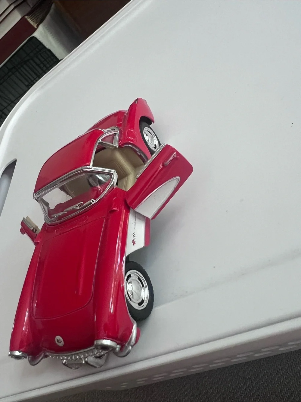 Vintage 1957 Chevrolet Corvette Diecast Model Car 1:34 Scale - Red